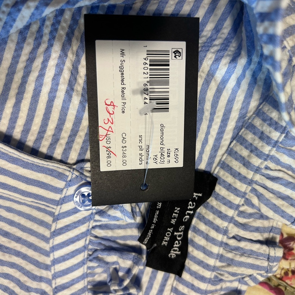Kate Spade Blue and White Striped Top